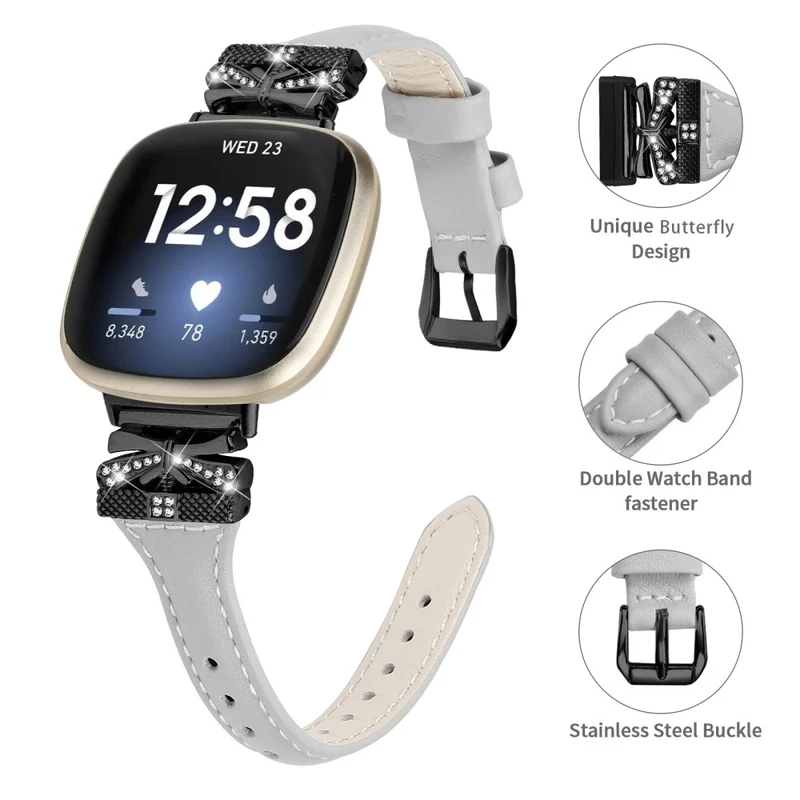 Black Buckle Wrist Band Fitbit Versa 3 / 4 / Sense / Sense 2 Butterfly Connector Smart Watch Strap - Dark Blue
