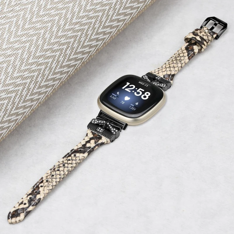Black Buckle Wrist Band Fitbit Versa 3 / 4 / Sense / Sense 2 Butterfly Connector Smart Watch Strap - Dark Blue