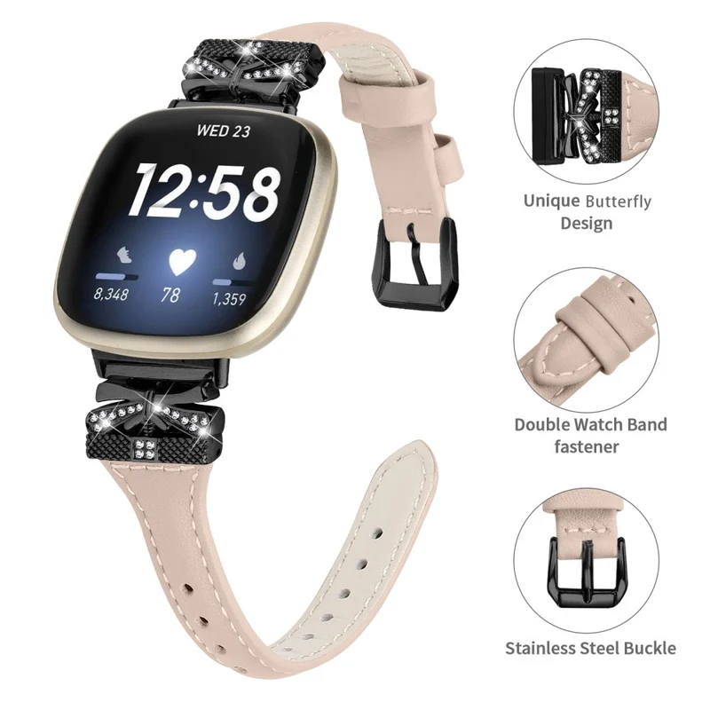 Black Buckle Wrist Band Fitbit Versa 3 / 4 / Sense / Sense 2 Butterfly Connector Smart Watch Strap - Dark Blue