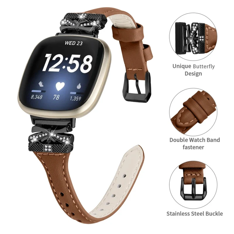 Black Buckle Wrist Band Fitbit Versa 3 / 4 / Sense / Sense 2 Butterfly Connector Smart Watch Strap - Dark Blue