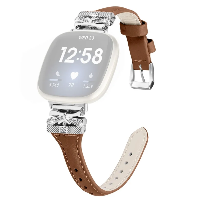 Silver Buckle Watch Strap Fitbit Versa 3 / 4 / Sense / Sense 2 Butterfly Connector Adjustable Band