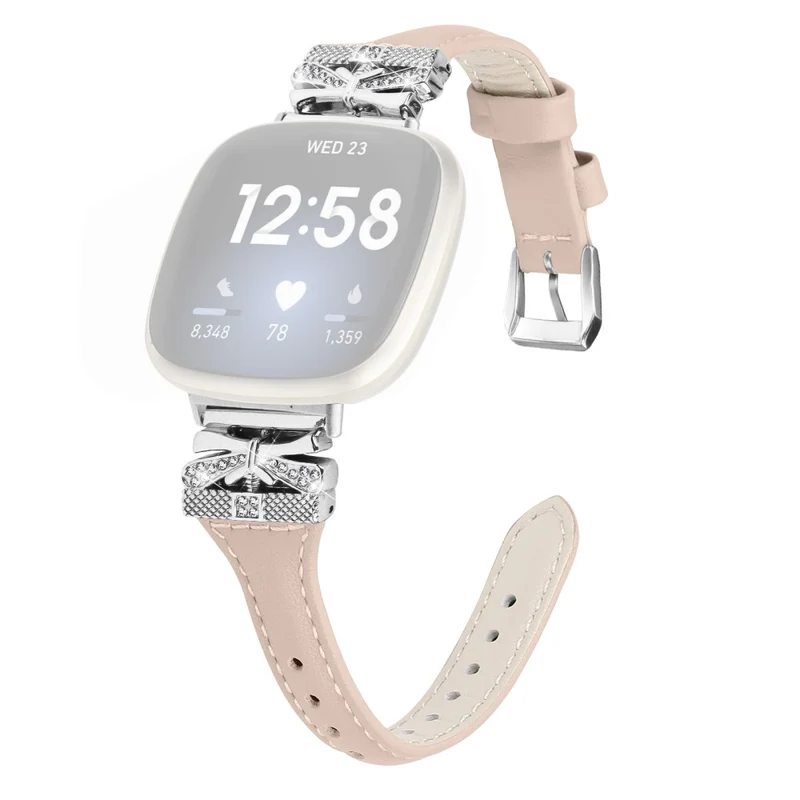 Silver Buckle Watch Strap Fitbit Versa 3 / 4 / Sense / Sense 2 Butterfly Connector Adjustable Band