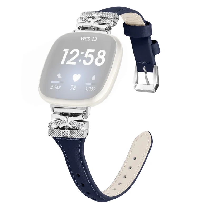 Silver Buckle Watch Strap Fitbit Versa 3 / 4 / Sense / Sense 2 Butterfly Connector Adjustable Band