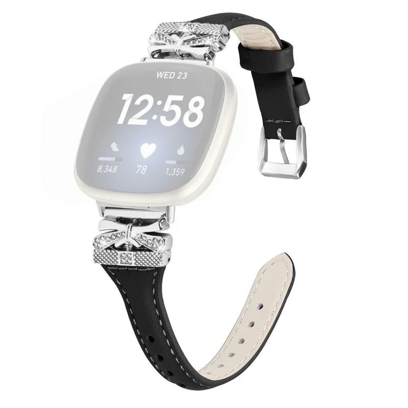 Silver Buckle Watch Strap Fitbit Versa 3 / 4 / Sense / Sense 2 Butterfly Connector Adjustable Band