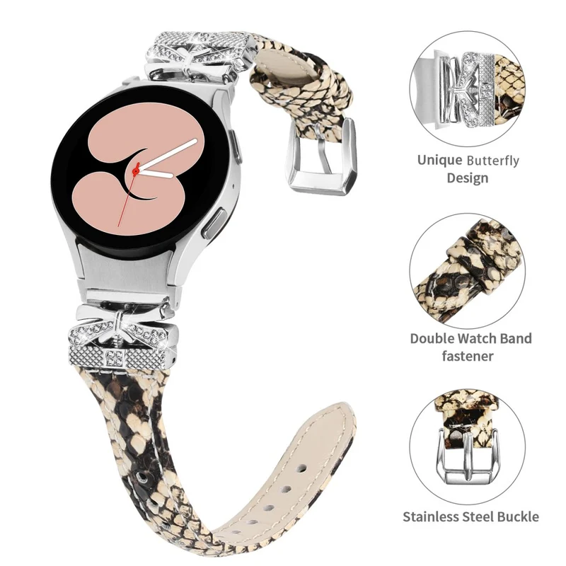 Silver Buckle Watchband Samsung Galaxy Watch6 44mm / Watch6 Classic 43mm / 47mm Watch Strap - Apricot