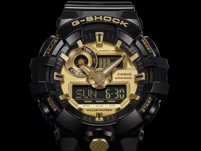 Casio G-Shock GA-710GB-1AER Herrenuhr • Extreme Stoßfestigkeit • Black & Gold Design
