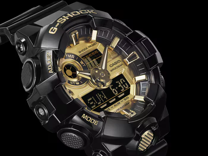 Casio G-Shock GA-710GB-1AER Herrenuhr • Extreme Stoßfestigkeit • Black & Gold Design