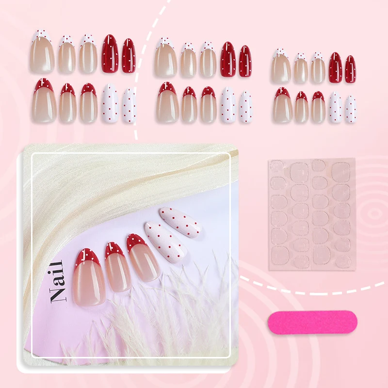 Stylisches Punktmuster Press-On Nagelkunst Set