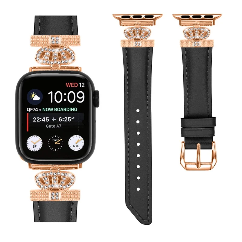 Rhinestone Band Apple Watch Universal 49mm/45mm/42mm Dressy Watch Strap with Rose Gold Buckle