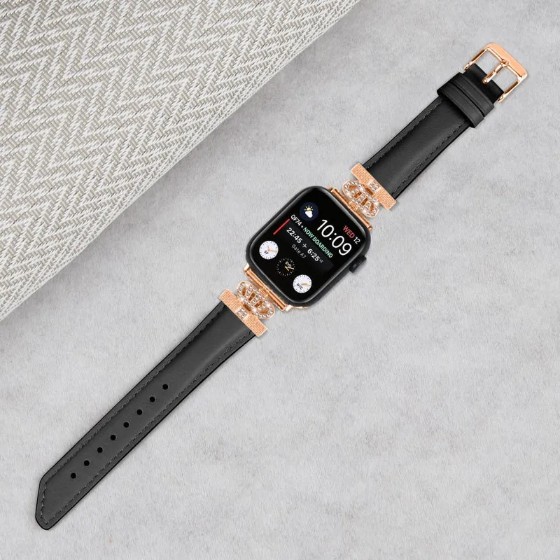 Rhinestone Band Apple Watch Universal 49mm/45mm/42mm Dressy Watch Strap with Rose Gold Buckle