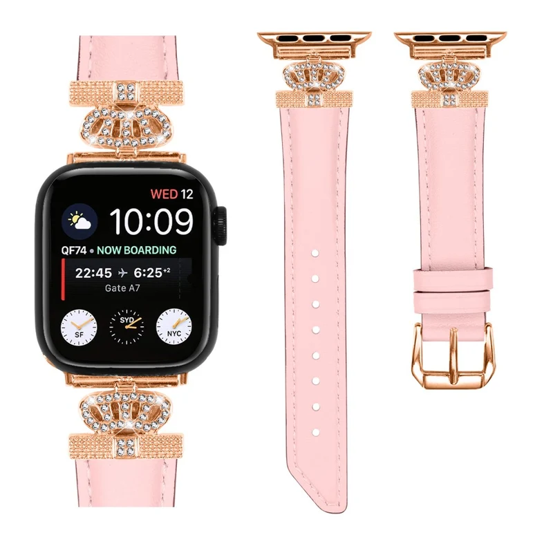 Rhinestone Band Apple Watch Universal 49mm/45mm/42mm Dressy Watch Strap with Rose Gold Buckle