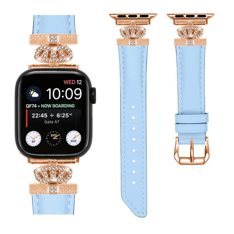 Rhinestone Band Apple Watch Universal 49mm/45mm/42mm Dressy Watch Strap with Rose Gold Buckle