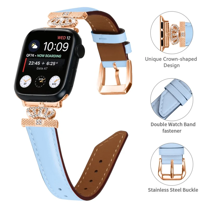 Rhinestone Band Apple Watch Universal 49mm/45mm/42mm Dressy Watch Strap with Rose Gold Buckle
