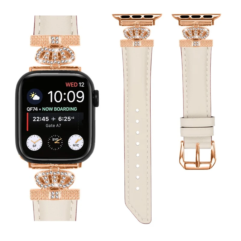 Rhinestone Band Apple Watch Universal 49mm/45mm/42mm Dressy Watch Strap with Rose Gold Buckle