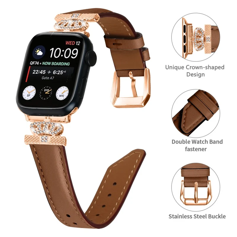 Rhinestone Band Apple Watch Universal 49mm/45mm/42mm Dressy Watch Strap with Rose Gold Buckle