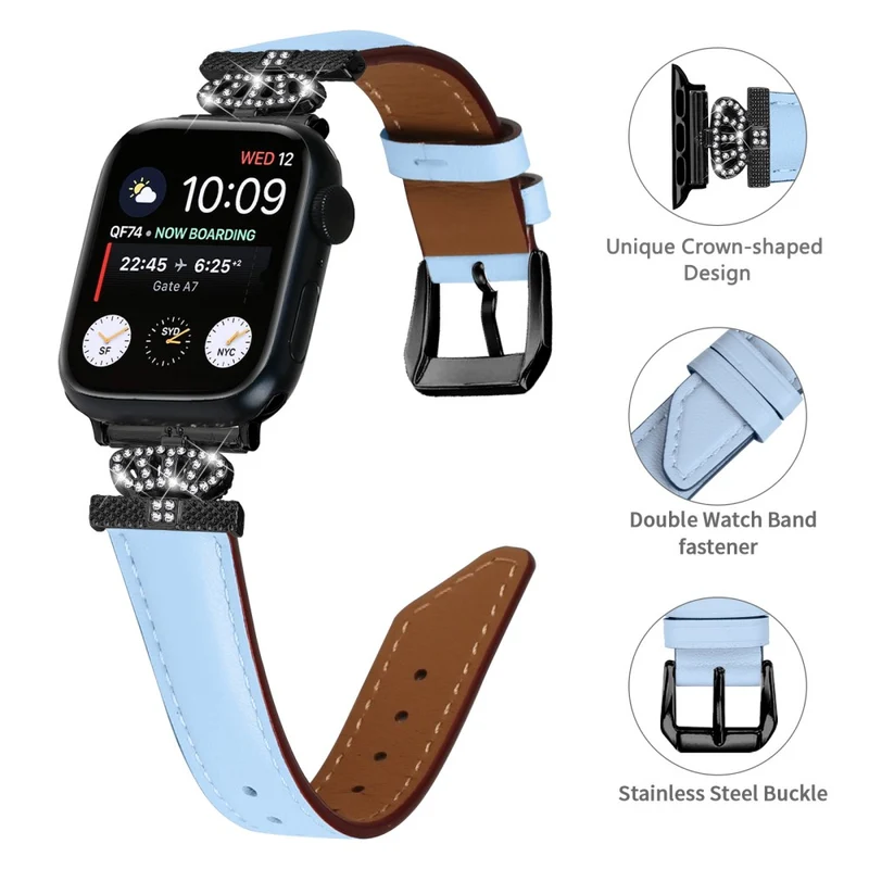 Watch Band Apple Watch Universal 49mm/45mm/42mm Rhinestone Strap with Black Buckle
