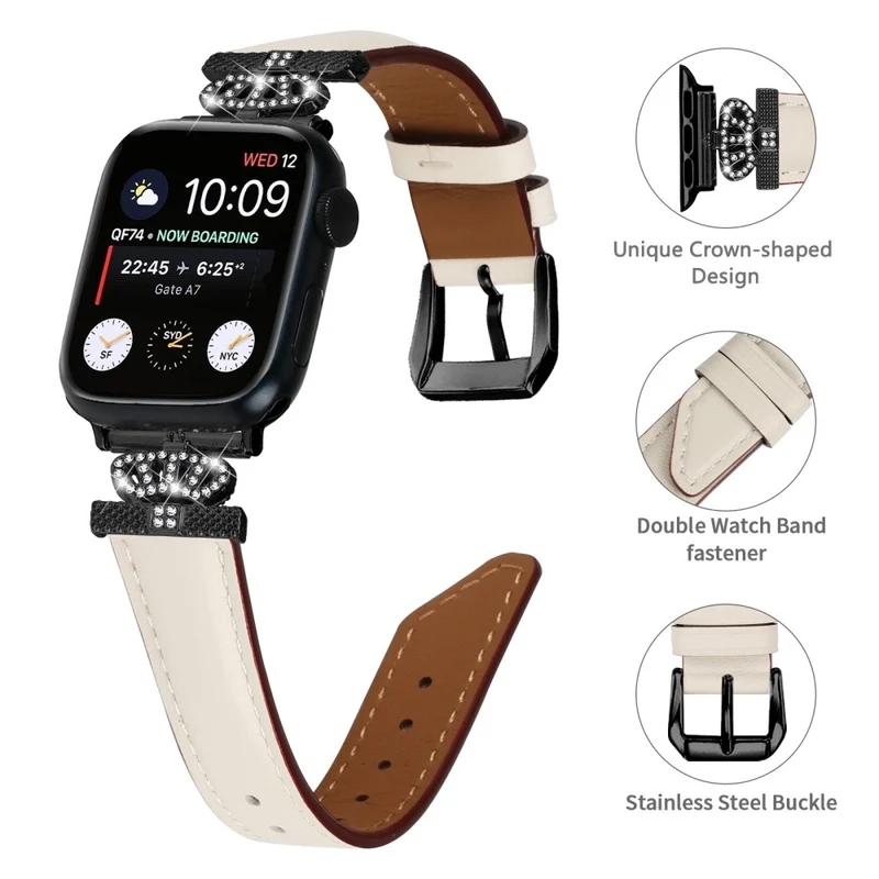 Watch Band Apple Watch Universal 49mm/45mm/42mm Rhinestone Strap with Black Buckle