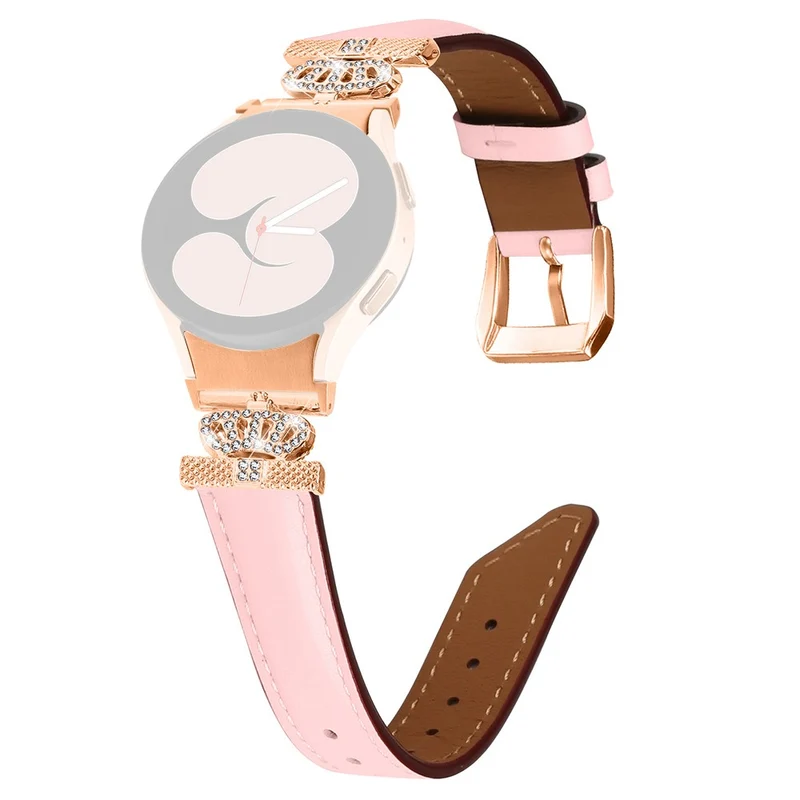 Watch Band Samsung Galaxy Watch Universal Rhinestone Crown Connector Bracelet with Rose Gold Buckle