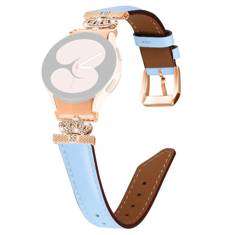Watch Band Samsung Galaxy Watch Universal Rhinestone Crown Connector Bracelet with Rose Gold Buckle