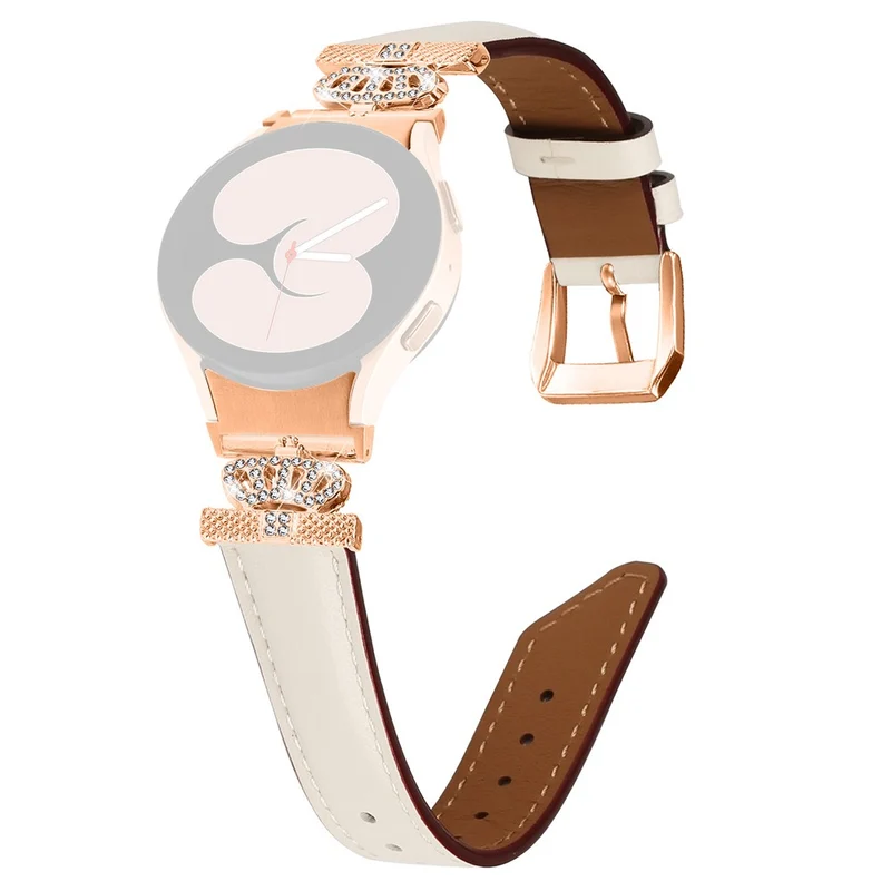 Watch Band Samsung Galaxy Watch Universal Rhinestone Crown Connector Bracelet with Rose Gold Buckle