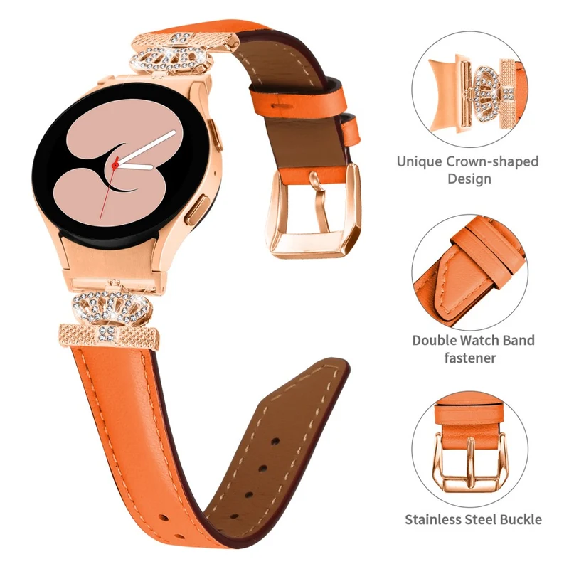 Watch Band Samsung Galaxy Watch Universal Rhinestone Crown Connector Bracelet with Rose Gold Buckle