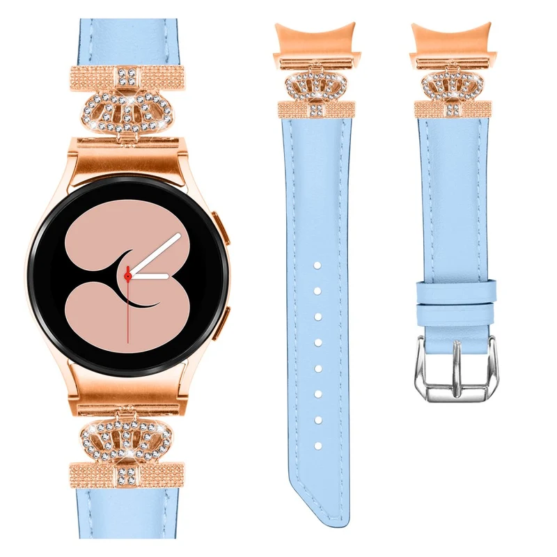 Watch Band Samsung Galaxy Watch Universal Rhinestone Crown Connector Bracelet with Rose Gold Buckle