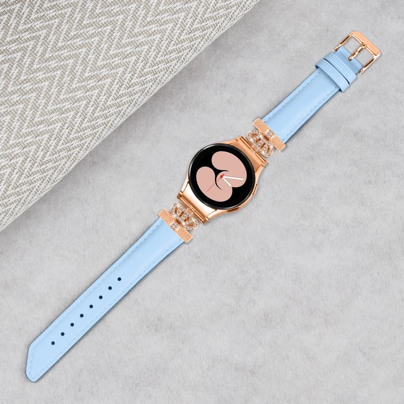 Watch Band Samsung Galaxy Watch Universal Rhinestone Crown Connector Bracelet with Rose Gold Buckle