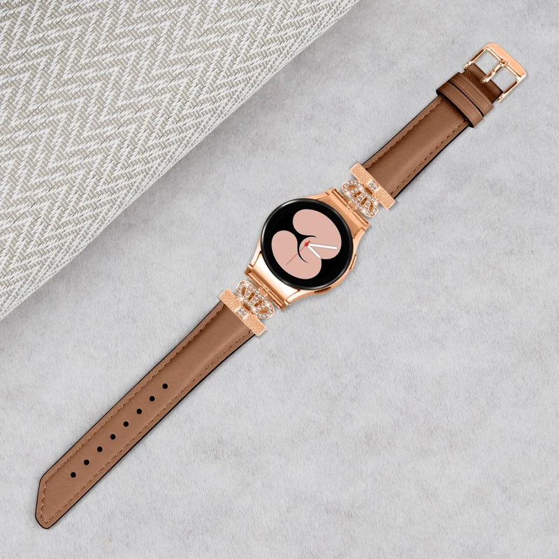 Watch Band Samsung Galaxy Watch Universal Rhinestone Crown Connector Bracelet with Rose Gold Buckle