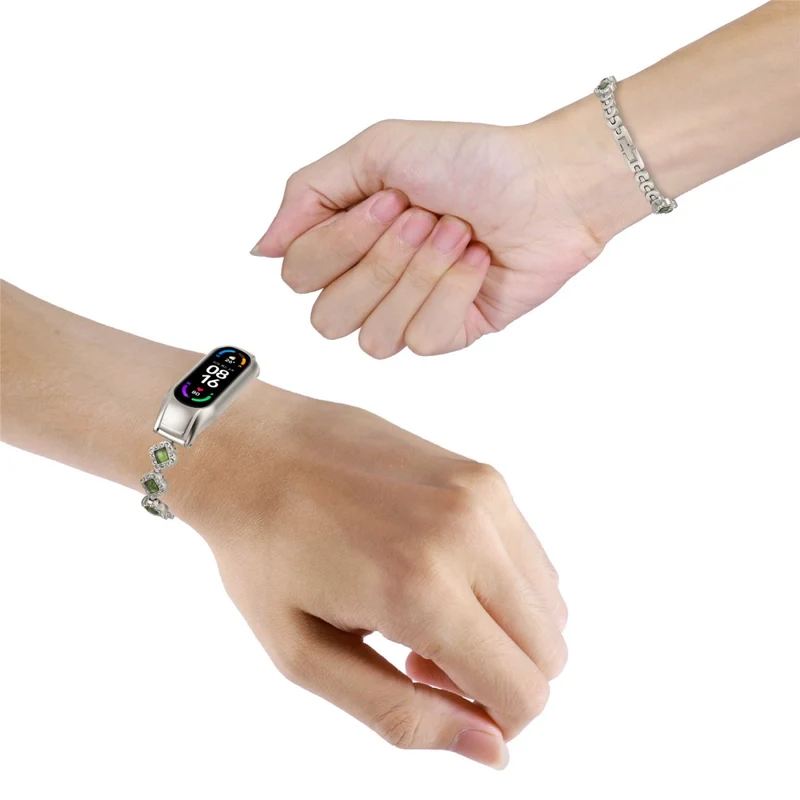 Xiaomi Smart Band 8 Watch Band Strap Rhinestone Decor Clover Bracelet