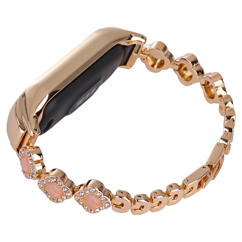 Xiaomi Mi Band 7 Watch Strap Rhinestone Decor Clover Metal Watchband Replacement