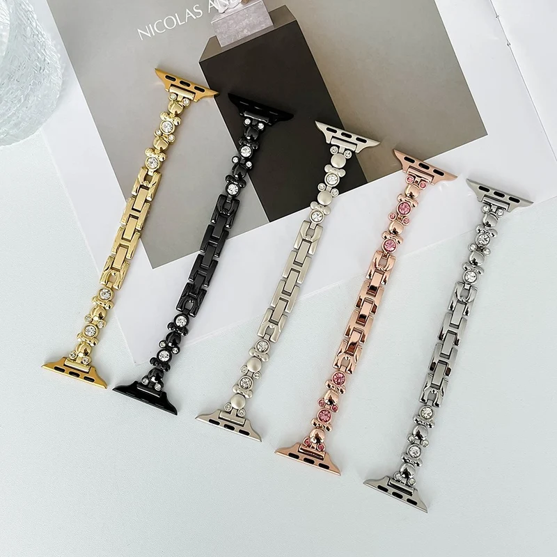 Apple Watch Series 41mm / 40mm / 38mm Watch Strap Rhinestone Stainless Steel Band