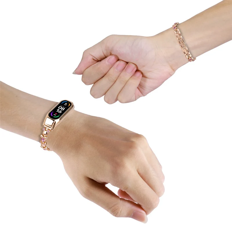 Xiaomi Mi Band 7 Rhinestone Decor Watch Band Metal Strap Replacement