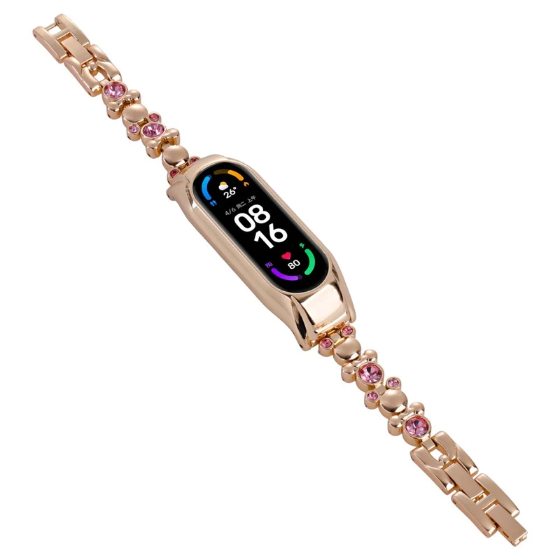 Xiaomi Mi Band 7 Rhinestone Decor Watch Band Metal Strap Replacement