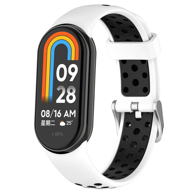 Xiaomi Smart Band 8 Silicone Watch Band Dual Color Adjustable Wrist Strap - Black+Grey