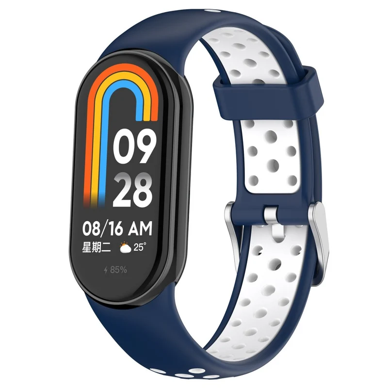 Xiaomi Smart Band 8 Silicone Watch Band Dual Color Adjustable Wrist Strap - Black+Grey