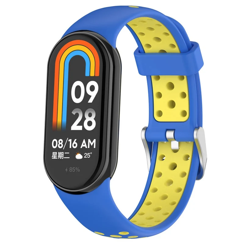Xiaomi Smart Band 8 Silicone Watch Band Dual Color Adjustable Wrist Strap - Black+Grey
