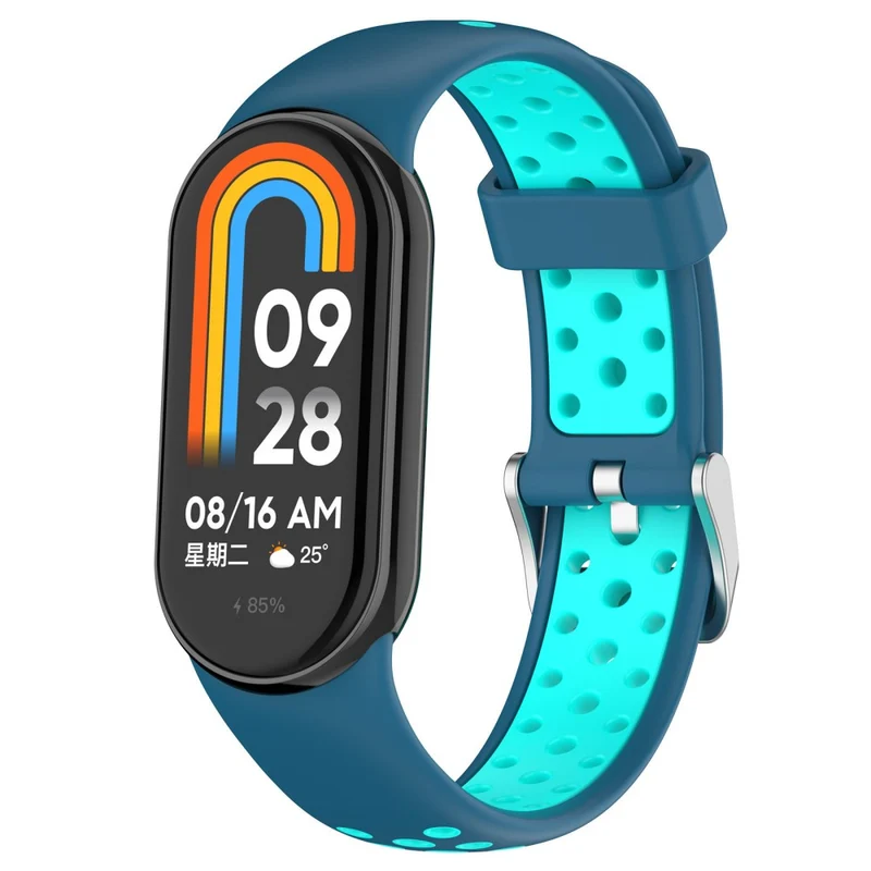 Xiaomi Smart Band 8 Silicone Watch Band Dual Color Adjustable Wrist Strap - Black+Grey