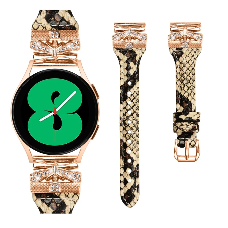 Rose Gold Buckle Band Huami Amazfit Cheetah Pro 20mm Genuine Cowhide Leather Watch Strap - Snake Texture