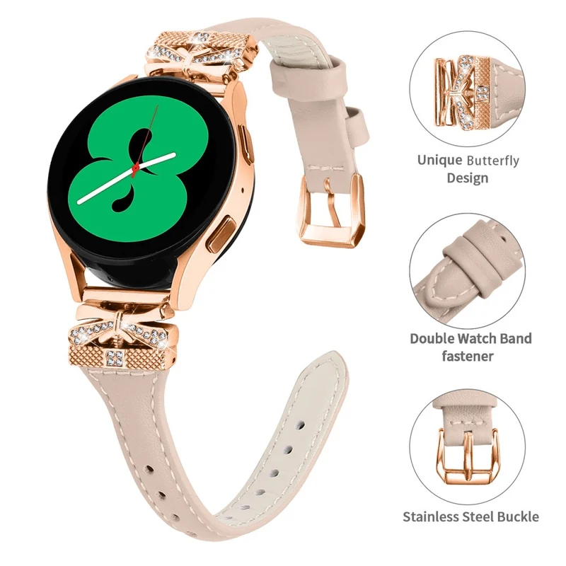 Rose Gold Buckle Band Huami Amazfit Cheetah Pro 20mm Genuine Cowhide Leather Watch Strap - Snake Texture