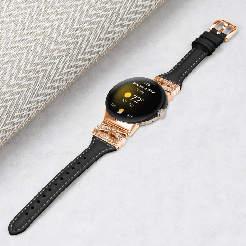 Rose Gold Buckle Strap Google Pixel Watch / Pixel Watch 2 Genuine Cowhide Leather Watchband