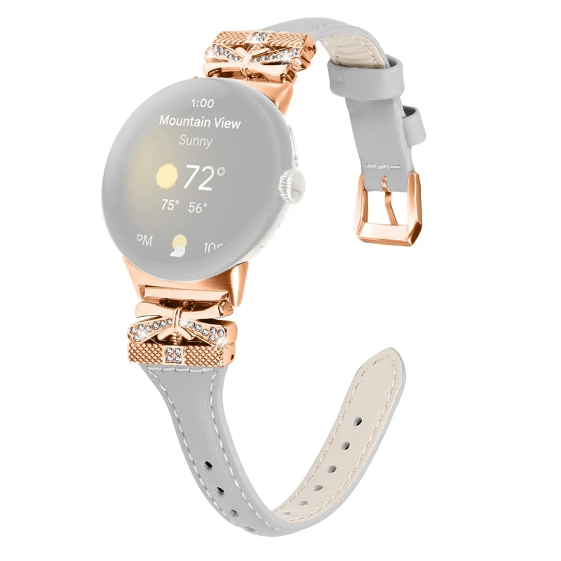 Rose Gold Buckle Strap Google Pixel Watch / Pixel Watch 2 Genuine Cowhide Leather Watchband