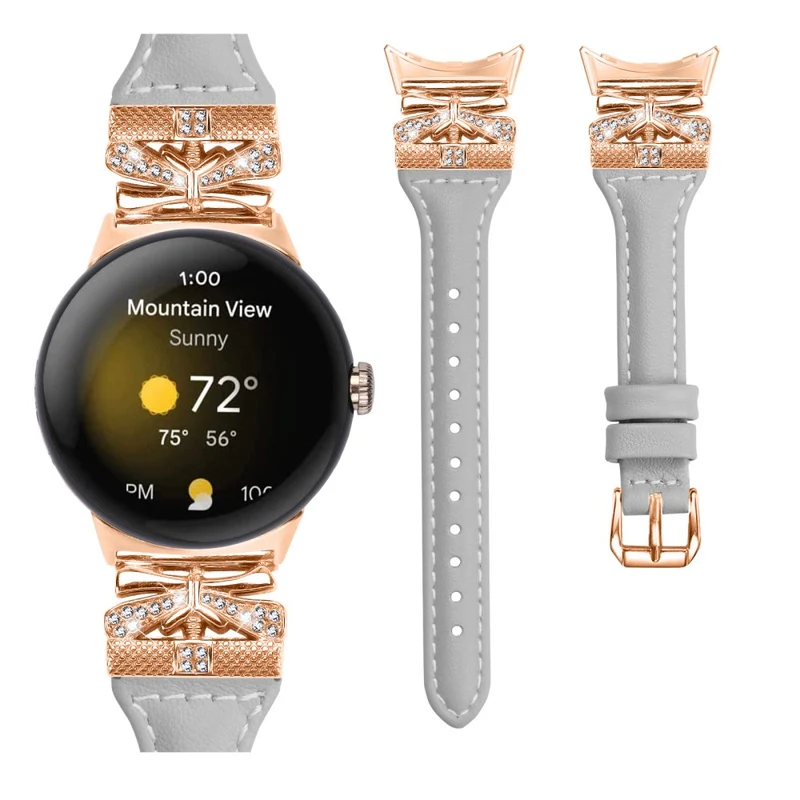 Rose Gold Buckle Strap Google Pixel Watch / Pixel Watch 2 Genuine Cowhide Leather Watchband