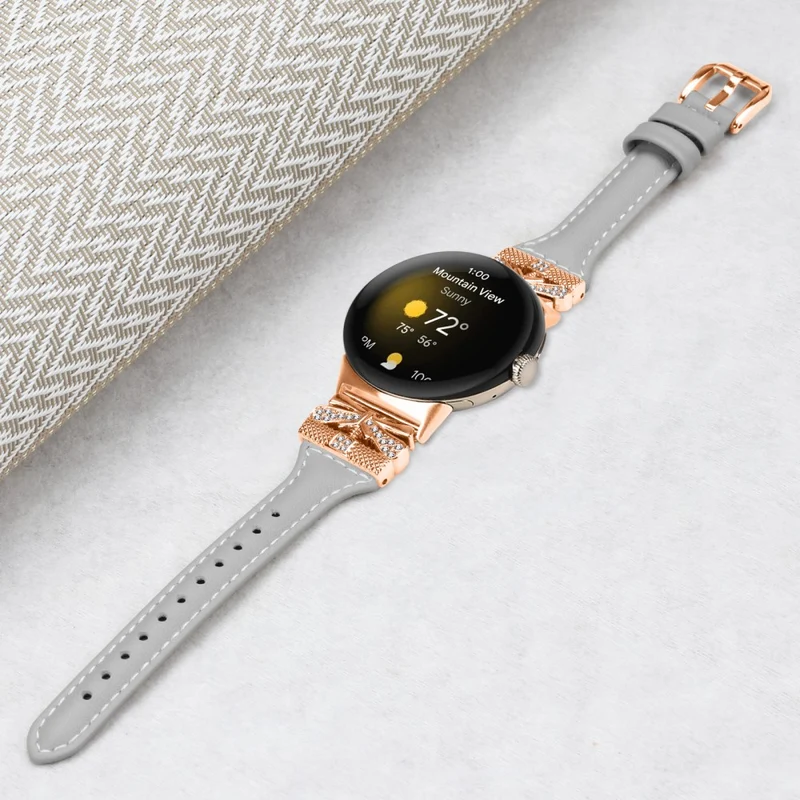 Rose Gold Buckle Strap Google Pixel Watch / Pixel Watch 2 Genuine Cowhide Leather Watchband