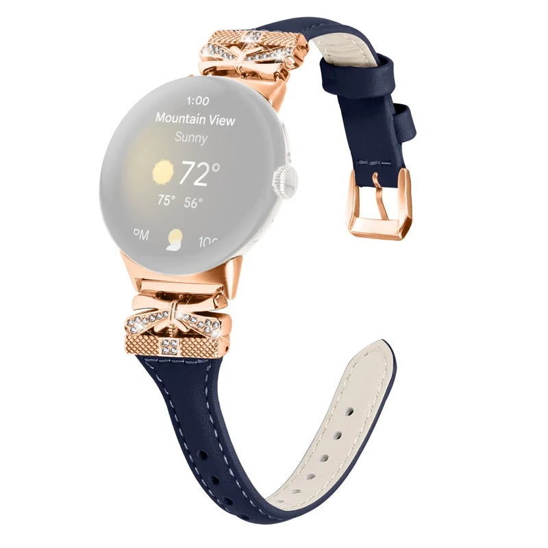 Rose Gold Buckle Strap Google Pixel Watch / Pixel Watch 2 Genuine Cowhide Leather Watchband