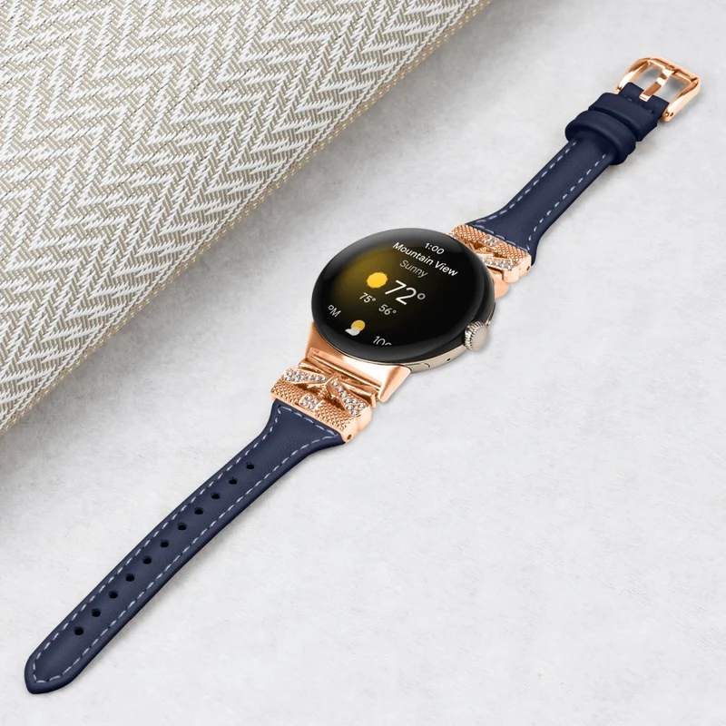 Rose Gold Buckle Strap Google Pixel Watch / Pixel Watch 2 Genuine Cowhide Leather Watchband
