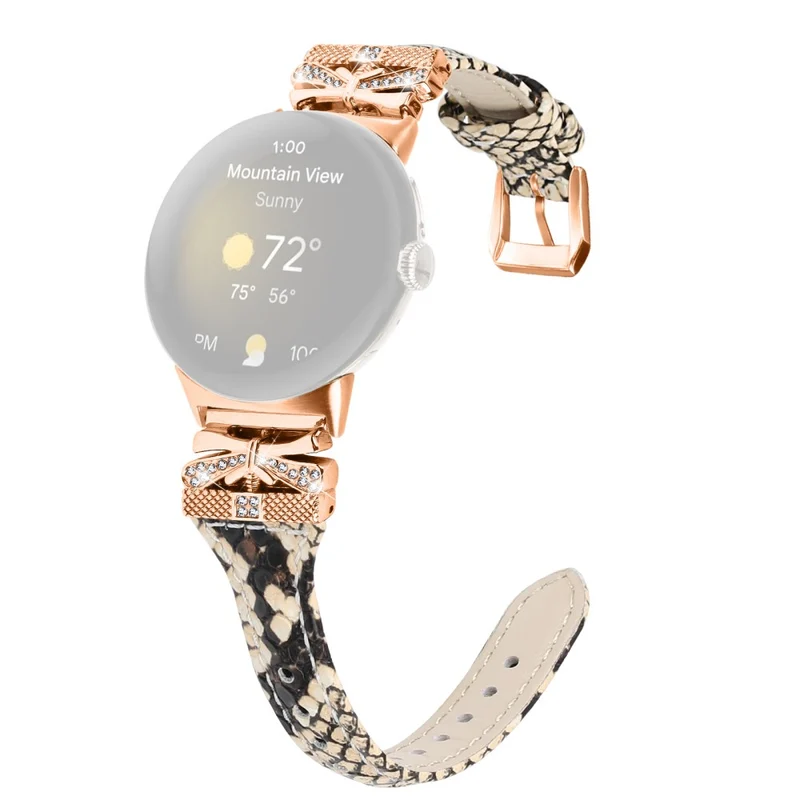 Rose Gold Buckle Strap Google Pixel Watch / Pixel Watch 2 Genuine Cowhide Leather Watchband