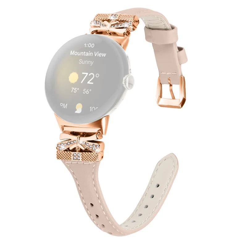 Rose Gold Buckle Strap Google Pixel Watch / Pixel Watch 2 Genuine Cowhide Leather Watchband