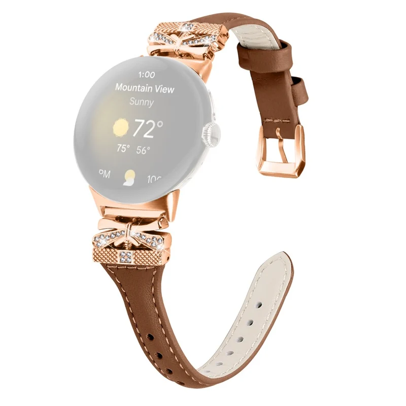 Rose Gold Buckle Strap Google Pixel Watch / Pixel Watch 2 Genuine Cowhide Leather Watchband