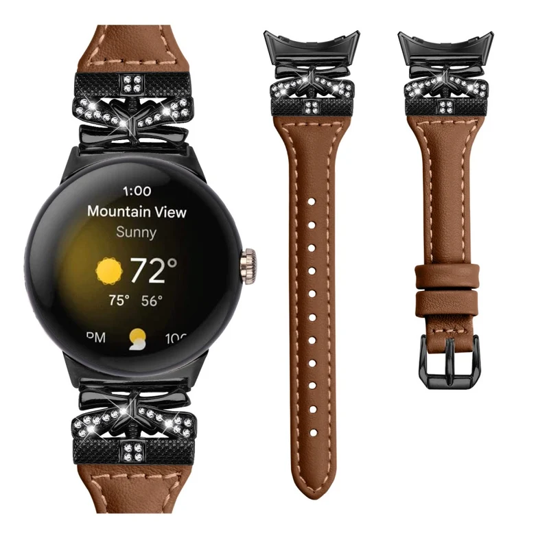 Black Buckle Watch Strap Google Pixel Watch / Pixel Watch 2 Butterfly Connector Wrist Band