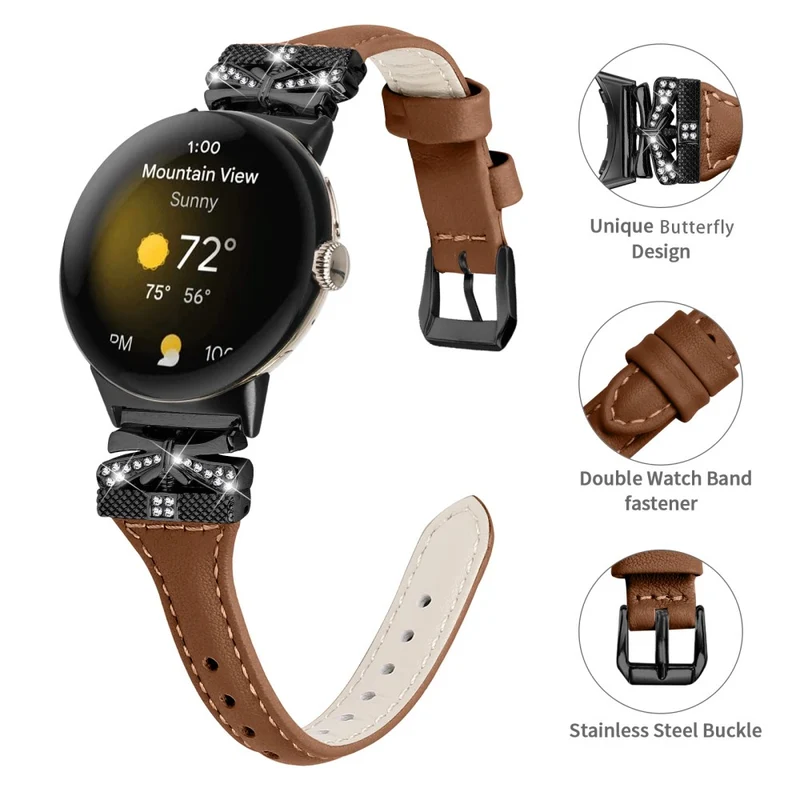 Black Buckle Watch Strap Google Pixel Watch / Pixel Watch 2 Butterfly Connector Wrist Band